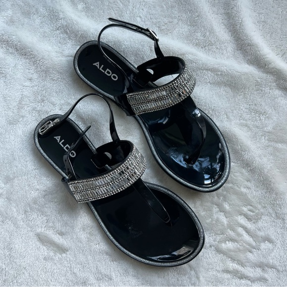 Aldo Rhinestone Jelly Thong Sandals - Picture 1 of 3